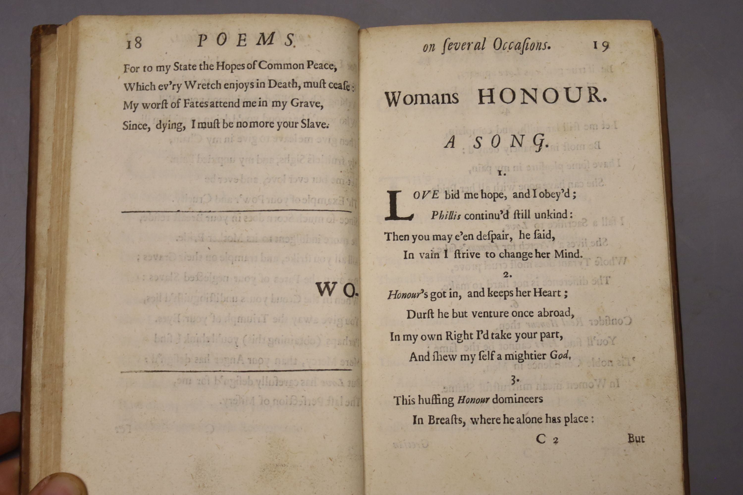 Rochester, John Wilmot, Earl of - Poems, etc., On Several Occasions: with Valentinian, a Tragedy, 8vo, contemporary calf, lacking leaf